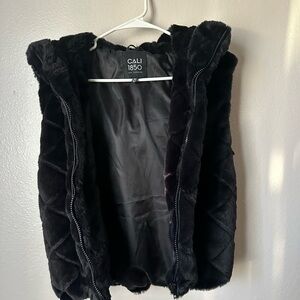 Women's Black Faux Fur Vest